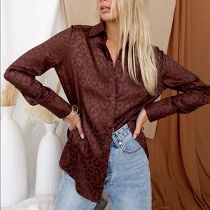 Gold Rush Chocolate Leopard Blouse